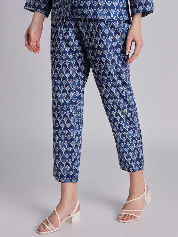 Printed Blue Mul Cotton Cord Set - 16486