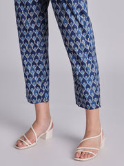 Printed Blue Mul Cotton Cord Set - 16486