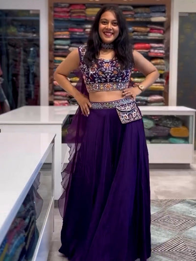 Anusha Rao's Eggplant indo western Skirt