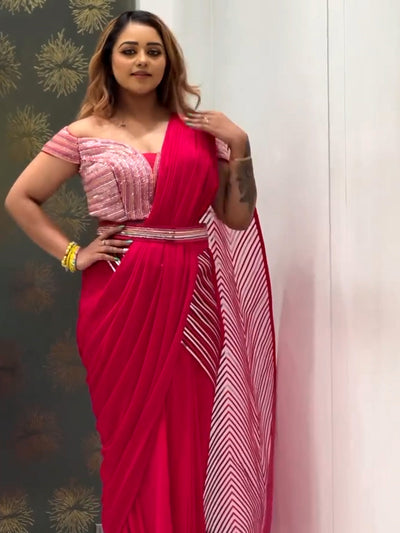 Dhanushree's drape saree
