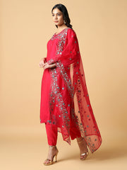 Hot Pink Embroidered Kurta Set - 30516