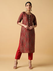 Maroon Silk Kurta and Pant - 31842