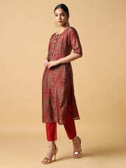 Maroon Silk Kurta and Pant - 31842