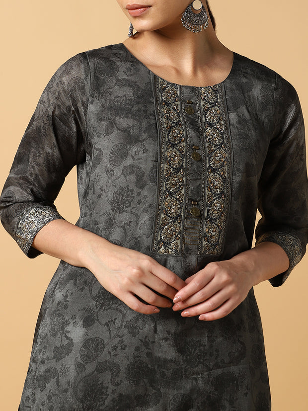 Printed Gray Kurta Set - 32158