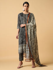 Printed Gray Kurta Set - 32158