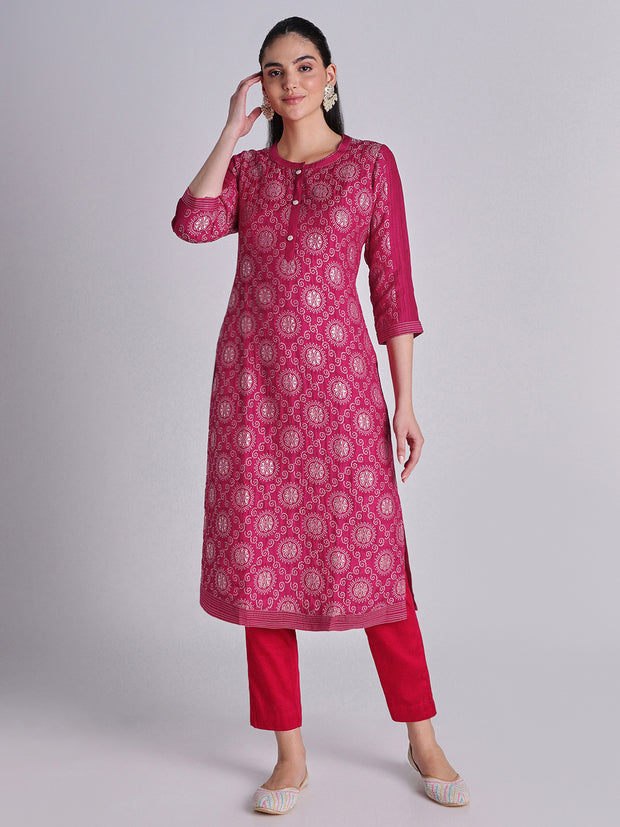 Embroidered Pink Kurta Set - 33198