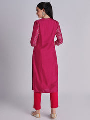 Embroidered Pink Kurta Set - 33198