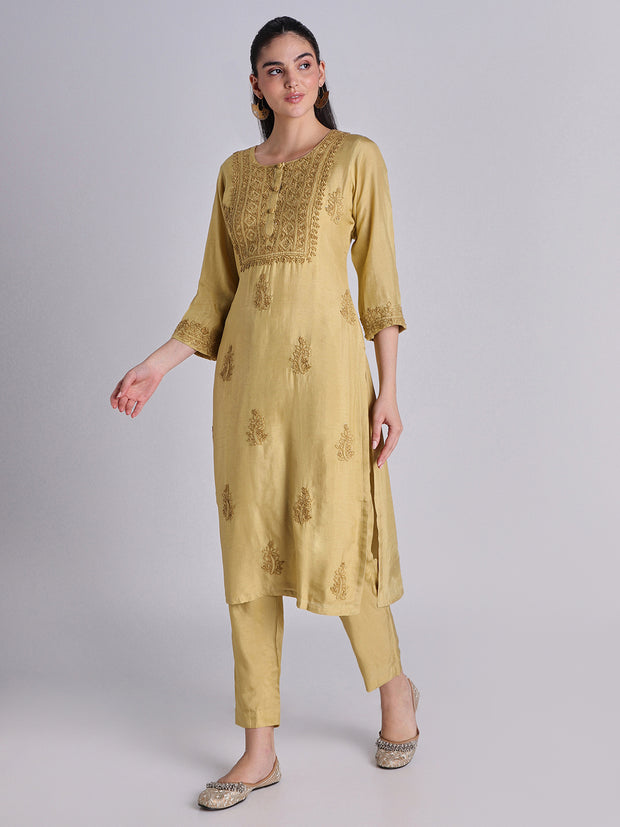 Mustard Kurta Set - 33222