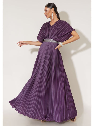 Purple Satin Cocktail Gown