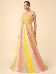 Multicolored Sequins work Georgette dress Ds-8768