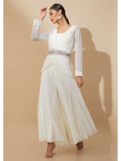 White Organza Palazzo suit with Jacket