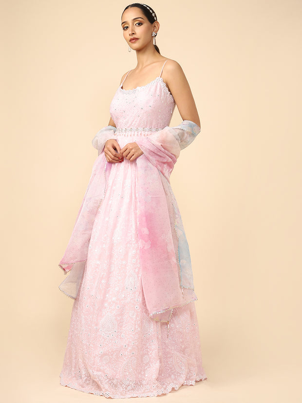 Pink Organza embellished Dress