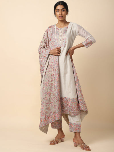 Chanderi Silk Salwar Suit with Chiffon Dupatta - 21987