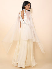 Fit-and-flare White Gown with Mirrorwork - 22232