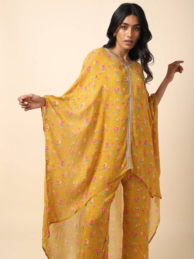 House of Dhara NX Women’s Coord Set – Yellow Floral Printed Set - 22341
