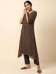 Black Crepe Kurta Set for Women by House of Dhara - 22355