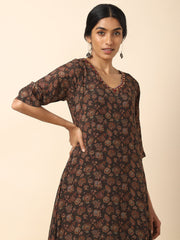 Black Crepe Kurta Set for Women by House of Dhara - 22355