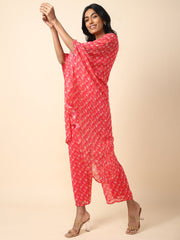 Hot Pink Georgette Printed Kurta Set - 22376