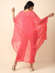 Hot Pink Georgette Printed Kurta Set - 22376