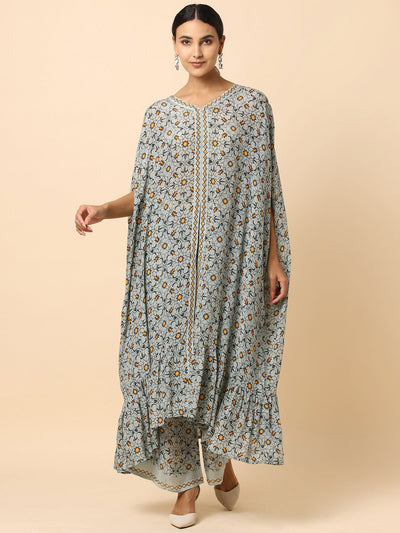 Crepe Kaftan Kurti with Wide-leg Pants - 22821
