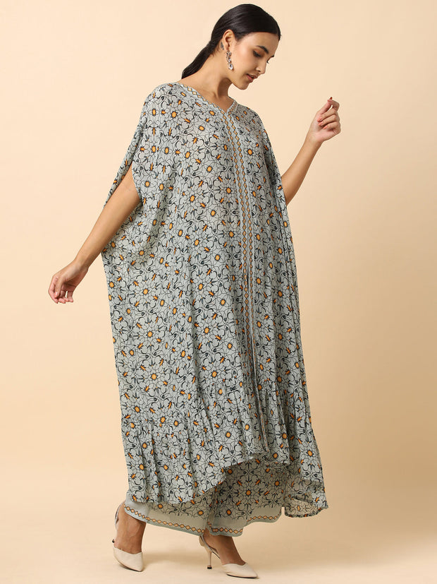 Crepe Kaftan Kurti with Wide-leg Pants - 22821
