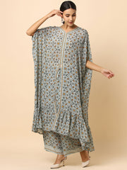 Crepe Kaftan Kurti with Wide-leg Pants - 22821