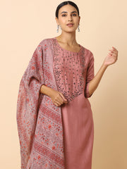 Mauve Linen Satin Salwar Set - 23603