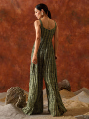 Crepe Forest Green Jumpsuit - 26221