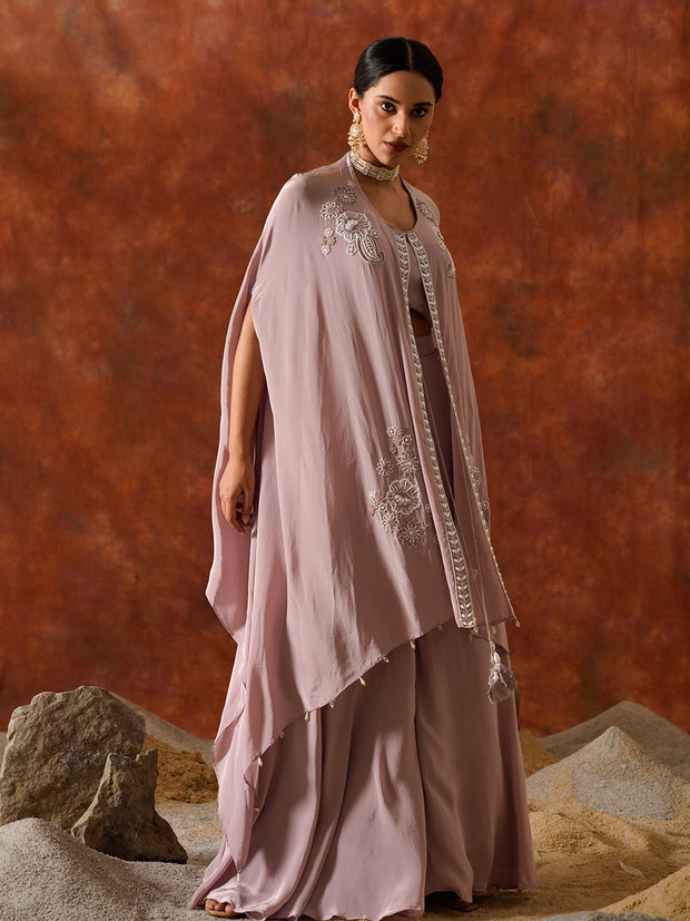 Wide Leg Pant Cape Set - 26415