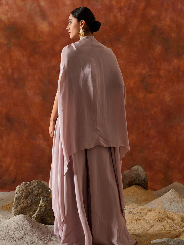 Wide Leg Pant Cape Set - 26415