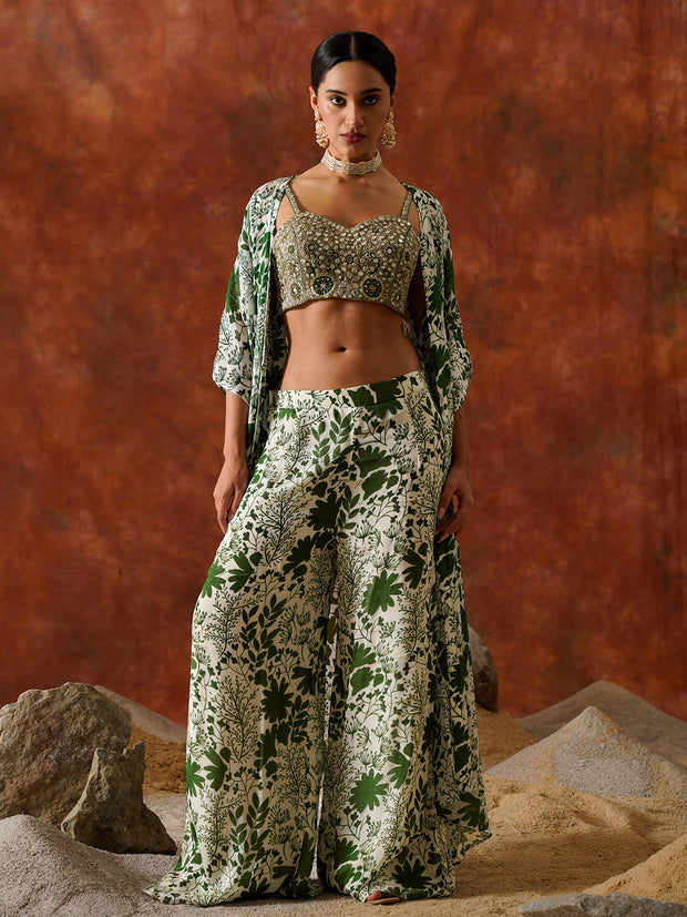 Printed Pant set with cape - 26952