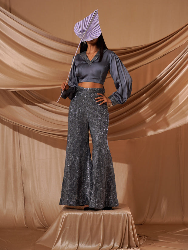 Buy Gold Brocade Woven Crop Top With Sharara Pants For Women by Nikasha  Online at Aza Fashions.
