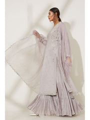 Grey Mirror work Satin Sharara suit