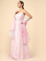 Pink Organza embellished Dress