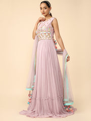 Lavender Embroidered chiffon Gown