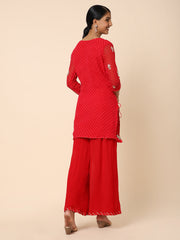 Red Georgette Bandhani Sharara Set